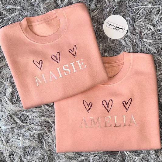 Personalised Dusty Pink Heart Sweatshirt