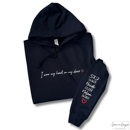 Adults Personalised Navy I Wear My Heart On My Sleeve Sweatshirt