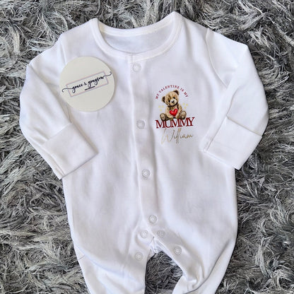 Personalised My Valentine Bear Baby Grow