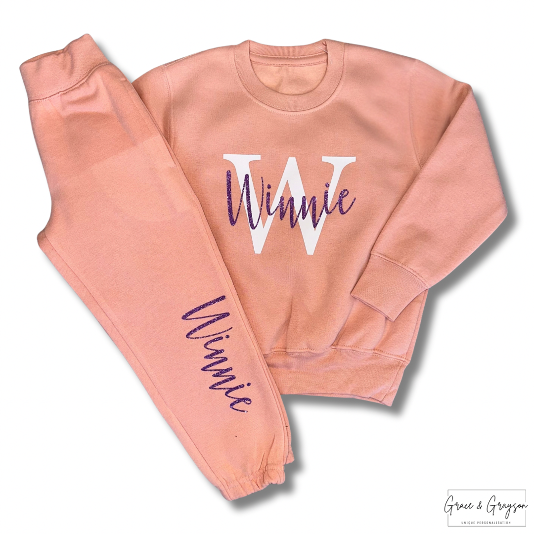 Personalised Dusty Pink Name & Initial Tracksuit