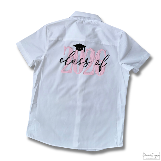 Baby Pink Class of Leavers 26: "Baby Pink Class Of 2026 Leavers Shirt - Personalised signature t-shirt for school leavers"