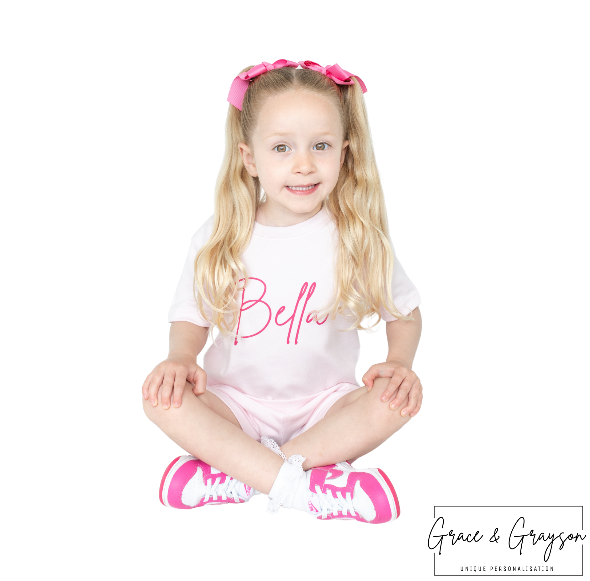 Personalised Pastel Pink Shorts & T-Shirt Set