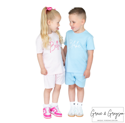 Personalised Baby Blue Shorts & T-Shirt Set