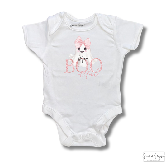 Personalised Halloween Pink BOOtiful  Baby Vest
