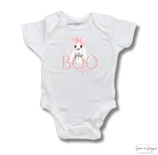 Personalised Halloween Pink BOOtiful  Baby Vest