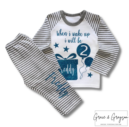 Boys Personalised Birthday Balloon Pyjamas