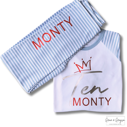 Boys Personalised Birthday Pyjamas 