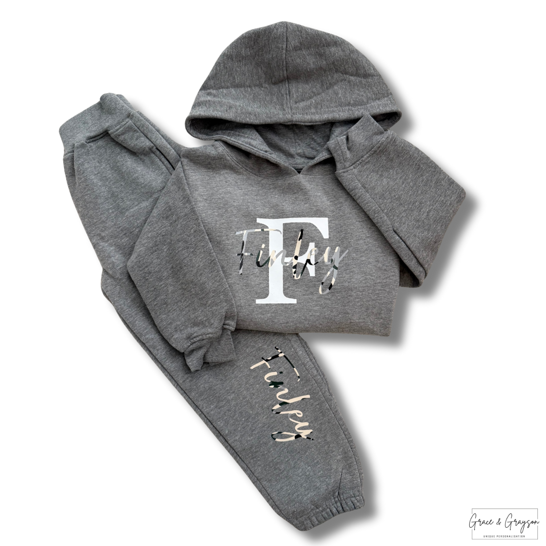 Boys Personalised Name And Initial Hooded Tracksuit