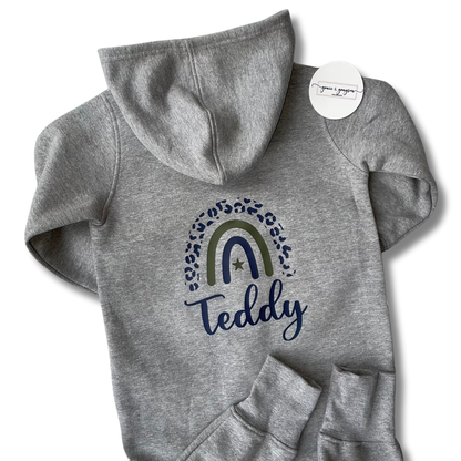 Boys Personalised Grey Rainbow Onesie