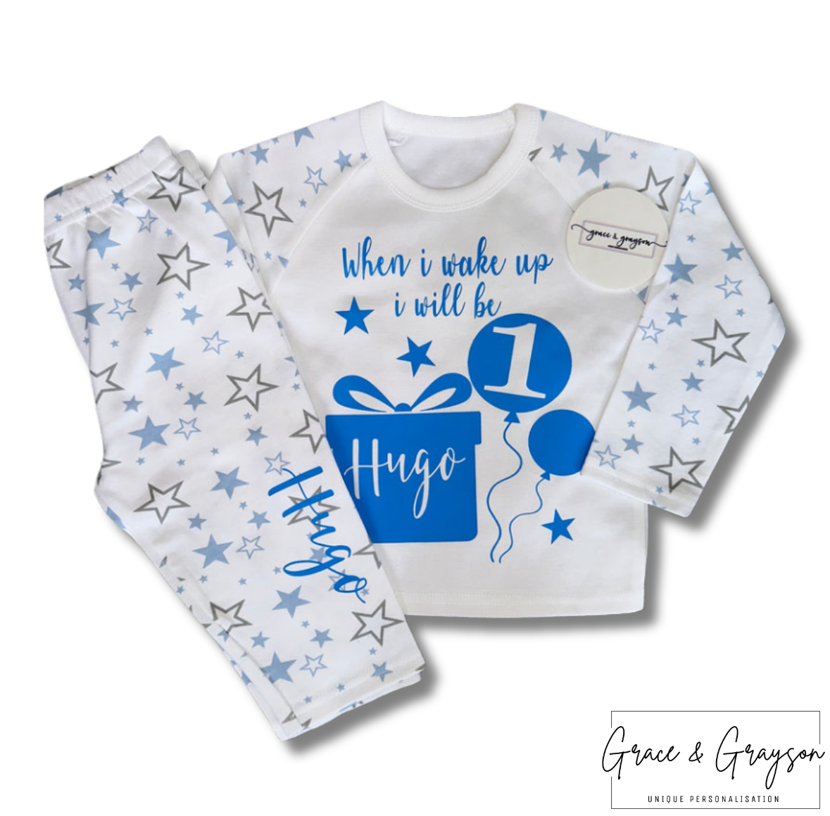 Boys Personalised Birthday Balloon Pyjamas