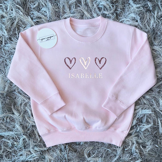 Personalised Pastel Pink Heart Sweatshirt