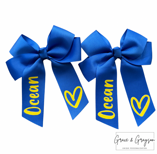 Personalised Heart Hair Bows