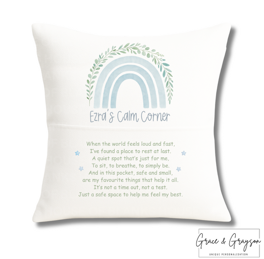 Personalised Calm Corner Pocket Cushion Cover
