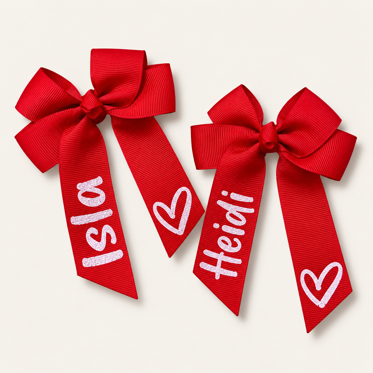 Personalised Heart Hair Bows