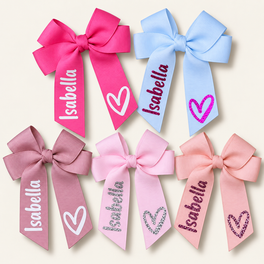 Personalised Heart Hair Bows