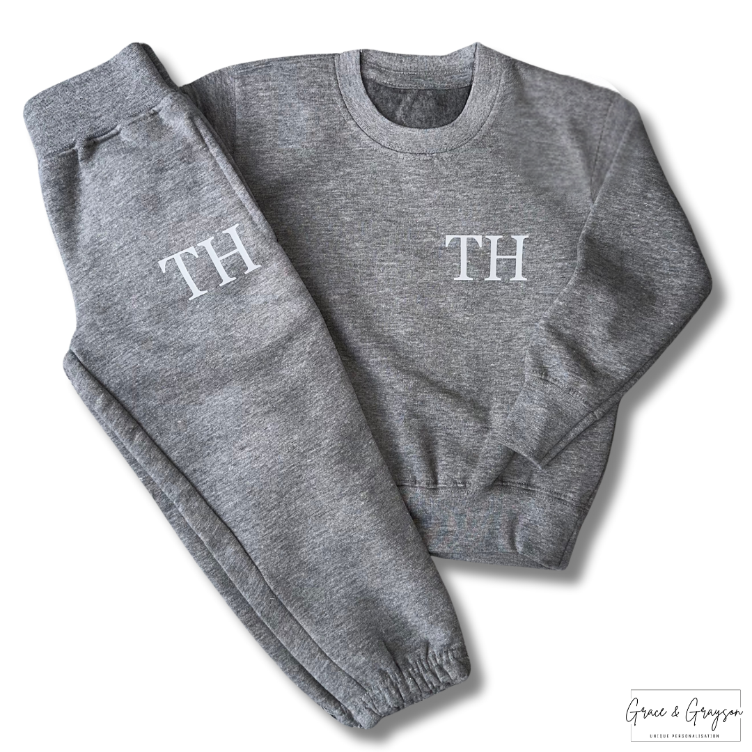 Children's Personalised Grey Initials Tracksuit