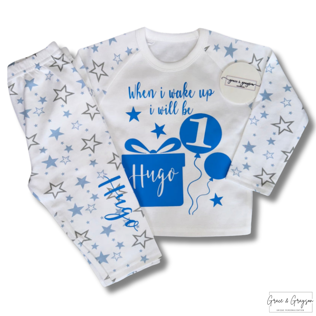 Boys Personalised Birthday Balloon Pyjamas