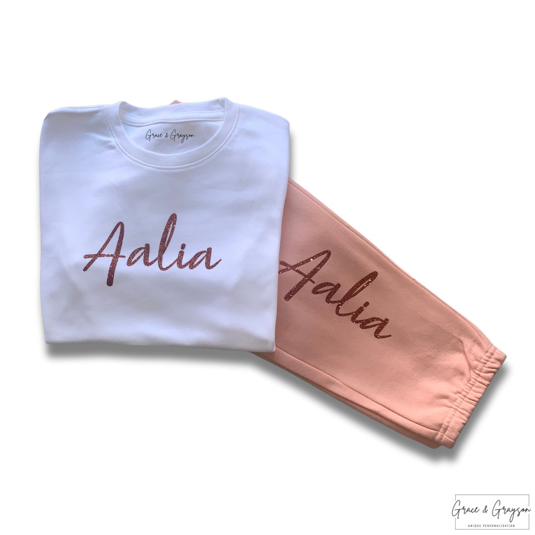 Personalised Dusty Pink T-Shirt & Joggers
