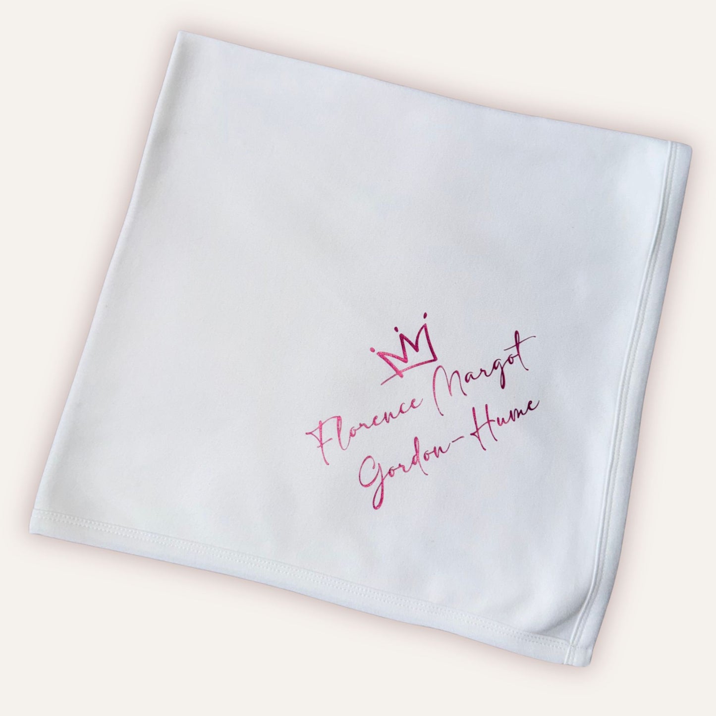 Custom baby keepsake blanket personalised by Grace & Grayson