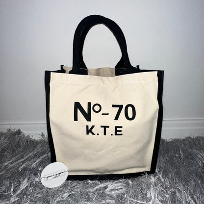 Personalised Name And Number Midi Jute Bag