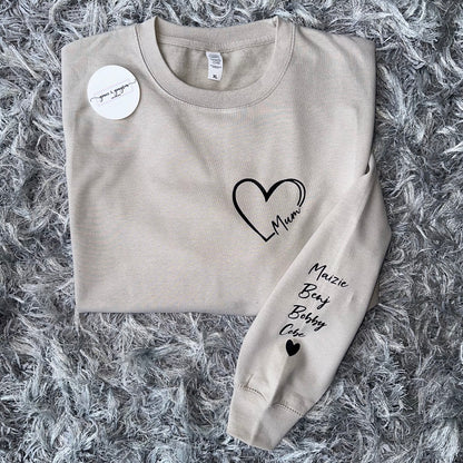 Personalised Adults Mum Heart Sweatshirt