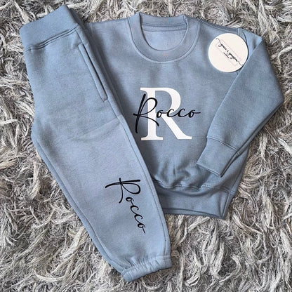 Personalised Name & Initial Dusty Blue Tracksuit