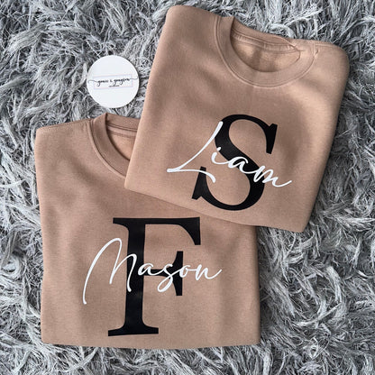 Personalised Warm Taupe Name & Initial Sweatshirt