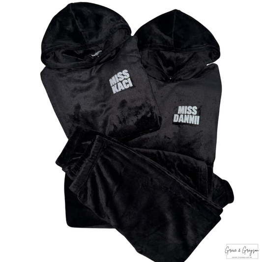 DLG Dance School Adults Soft Fleece Snuggle Hooded Loungewear Set