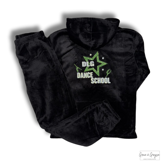 DLG Dance School Adults Soft Fleece Snuggle Hooded Loungewear Set