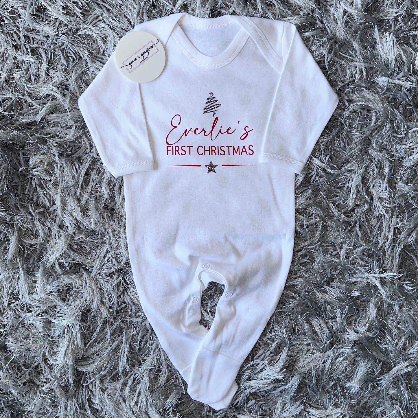 Personalised First Christmas Baby Grow