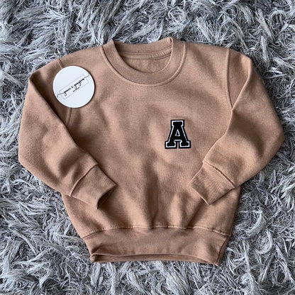 Warm Taupe Chenille Initial Sweatshirt