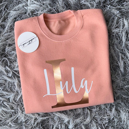 Personalised Dusty Pink Name & Initial Sweatshirt