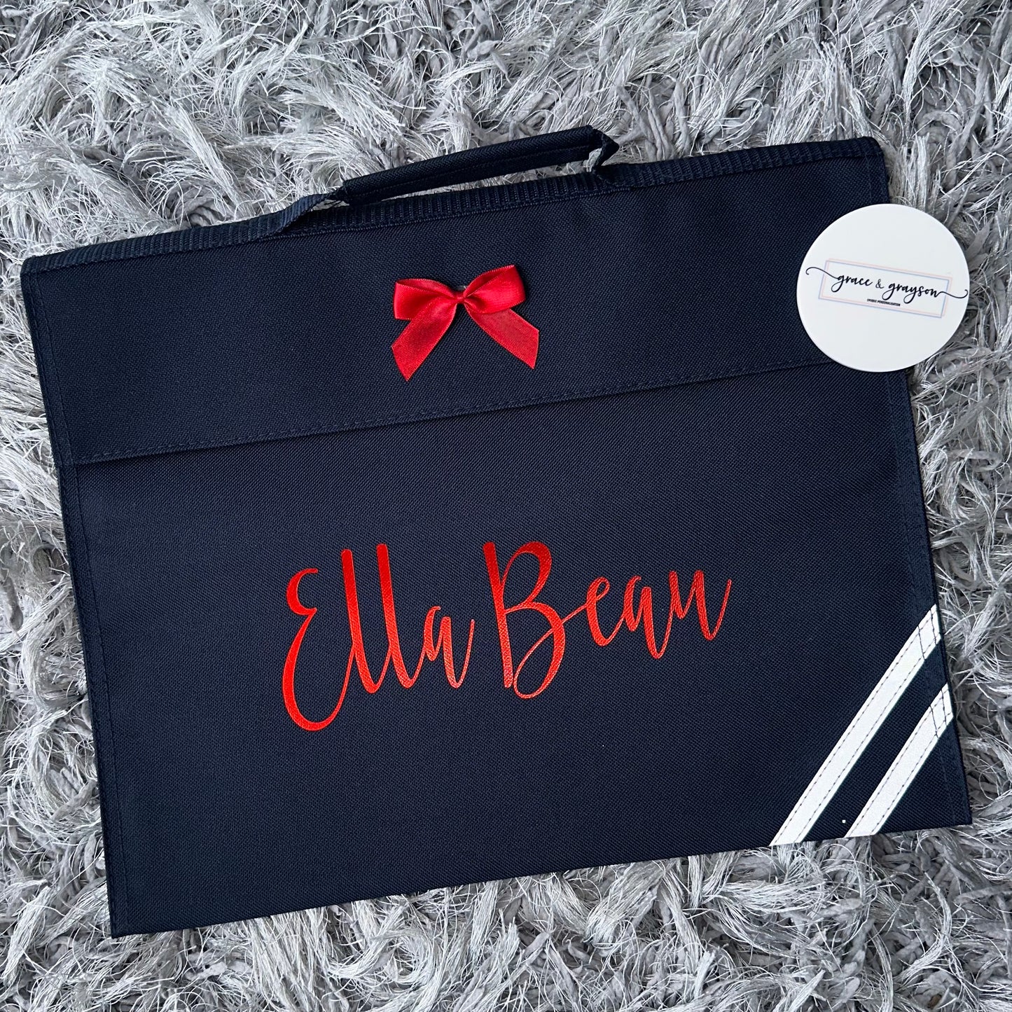 Personalised bow Book Bag