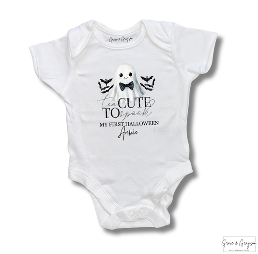 Personalised Halloween Too Cute To Spook Baby Vest