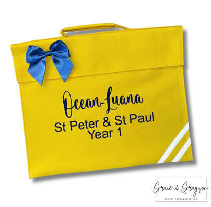 Kids Personalised Name, School & Year Bow Book Bag