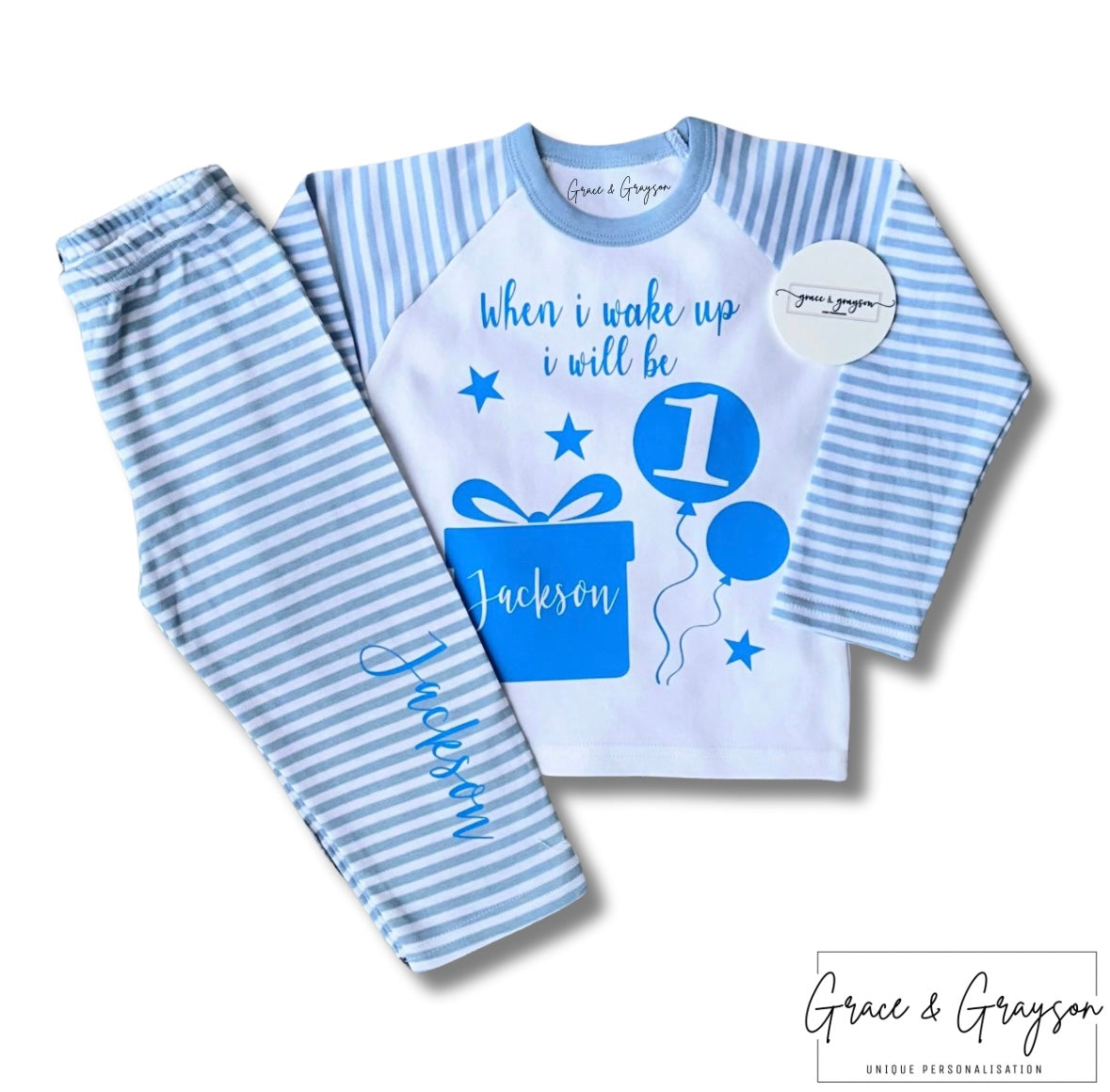 Boys Personalised Birthday Balloon Pyjamas