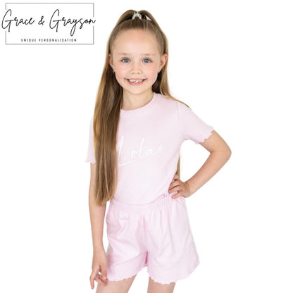 Baby Pink Rib Shorts & T-Shirt Set
