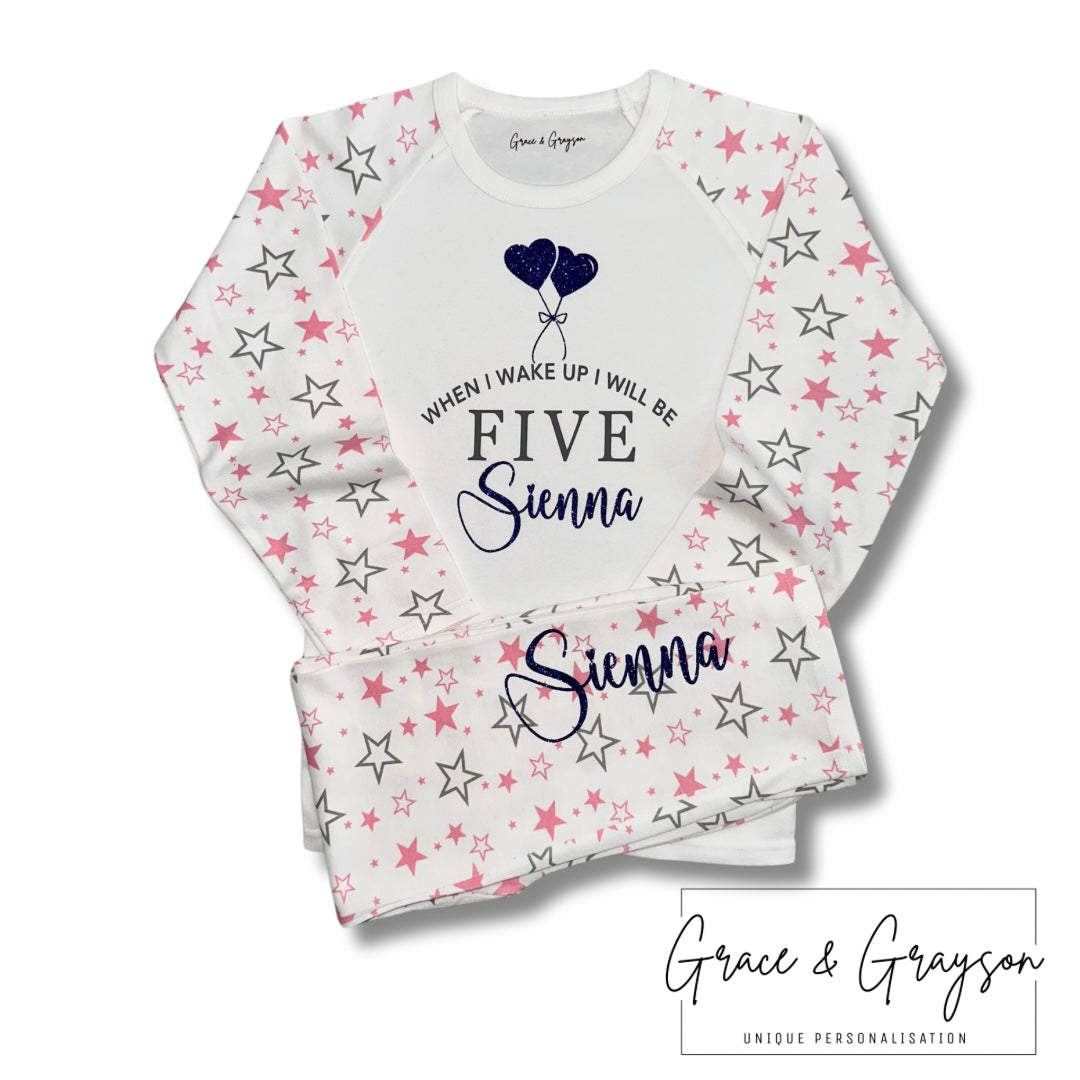 Personalised When I Wake Up Girls Birthday Pyjamas