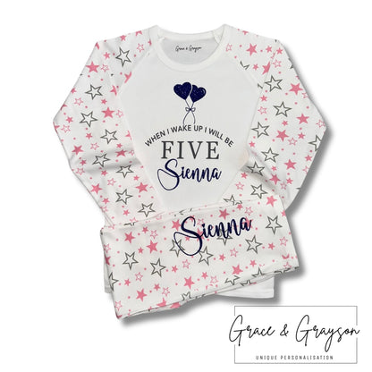 Personalised When I Wake Up Girls Birthday Pyjamas