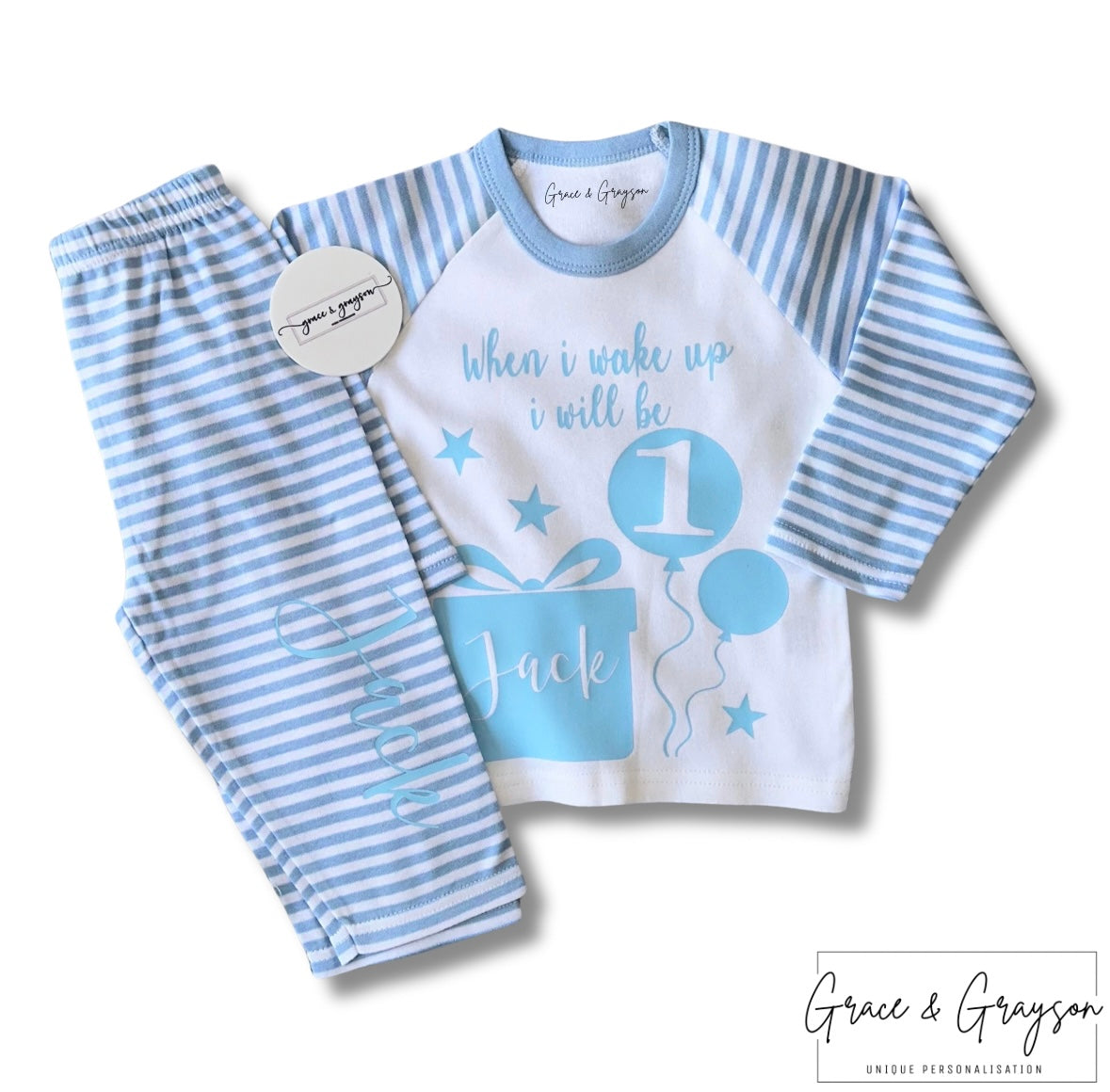 Boys Personalised Birthday Balloon Pyjamas