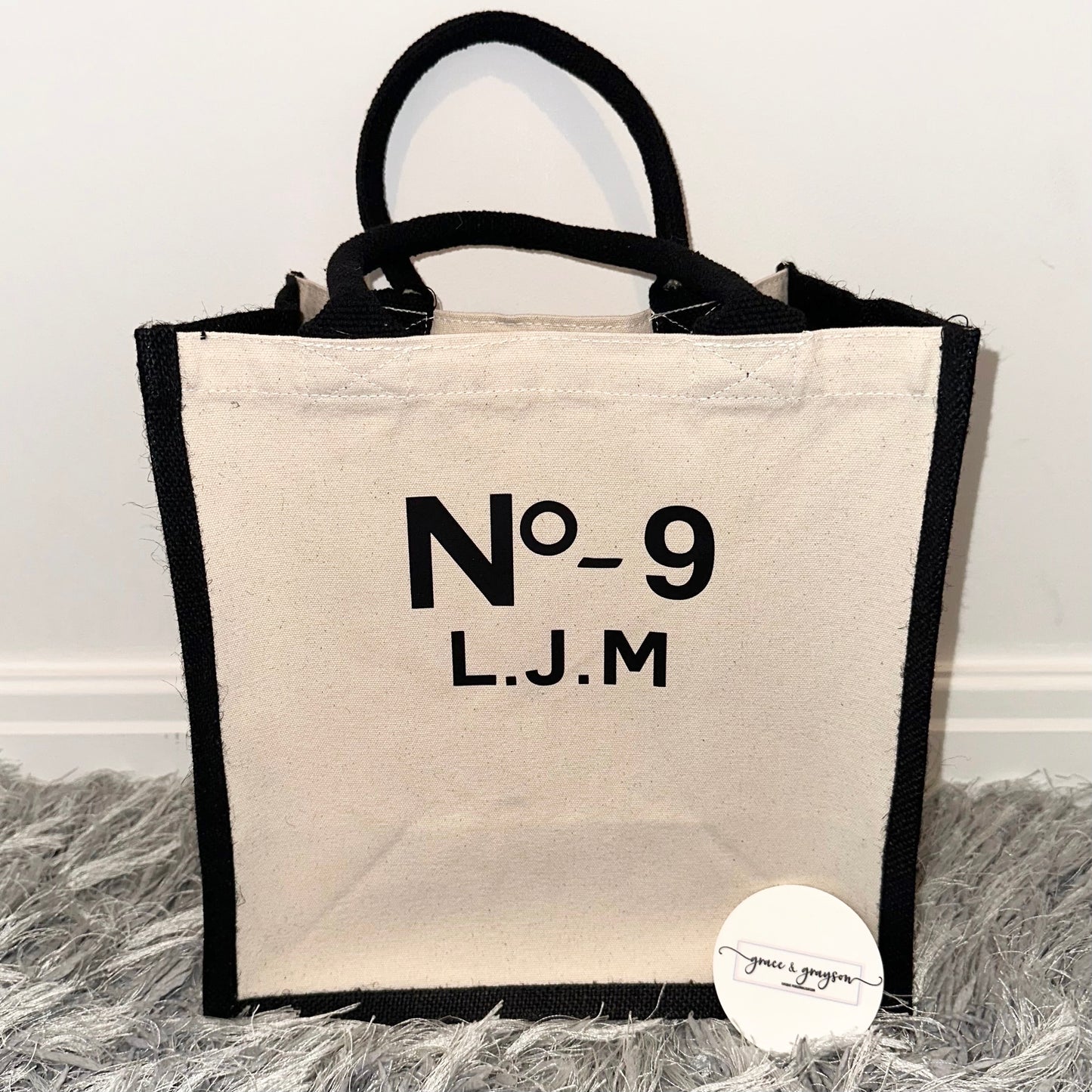 Personalised Name And Number Midi Jute Bag