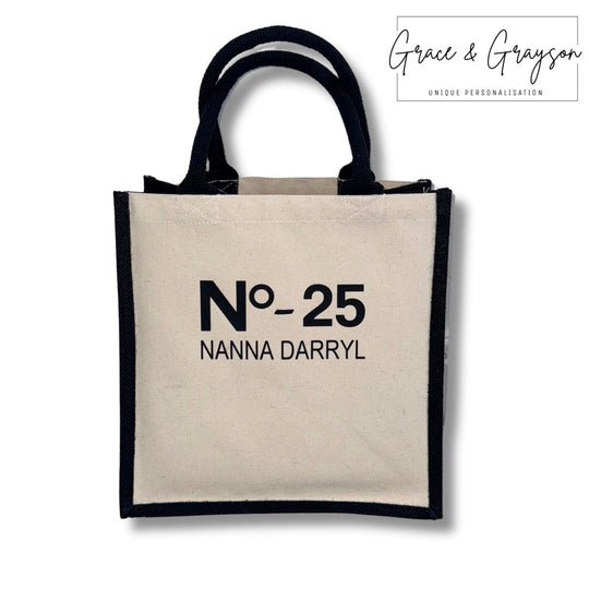Personalised Name And Number Midi Jute Bag