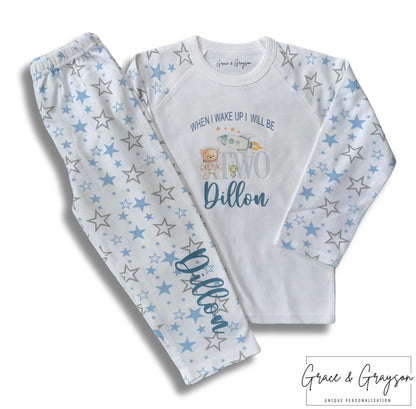 Personalised Blue Birthday Space Pyjamas