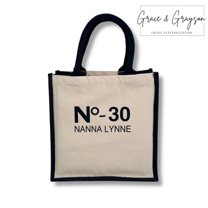 Personalised Name And Number Midi Jute Bag