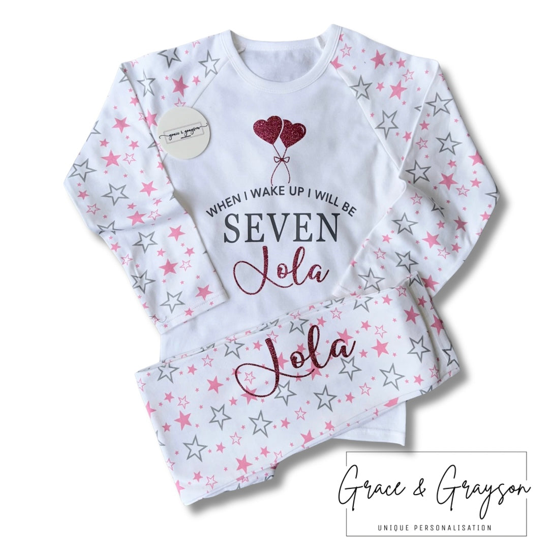 Personalised When I Wake Up Girls Birthday Pyjamas