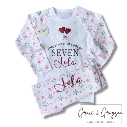 Personalised When I Wake Up Girls Birthday Pyjamas