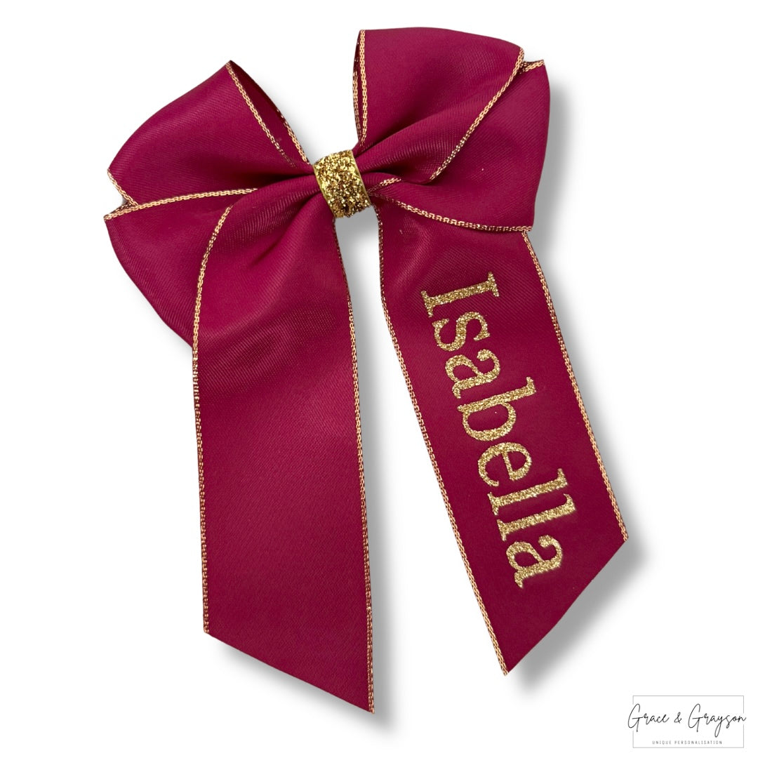 Personalised Satin Sparkle Hair Bow