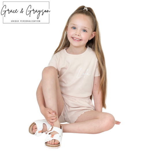 Nude Rib Shorts & T-Shirt Set