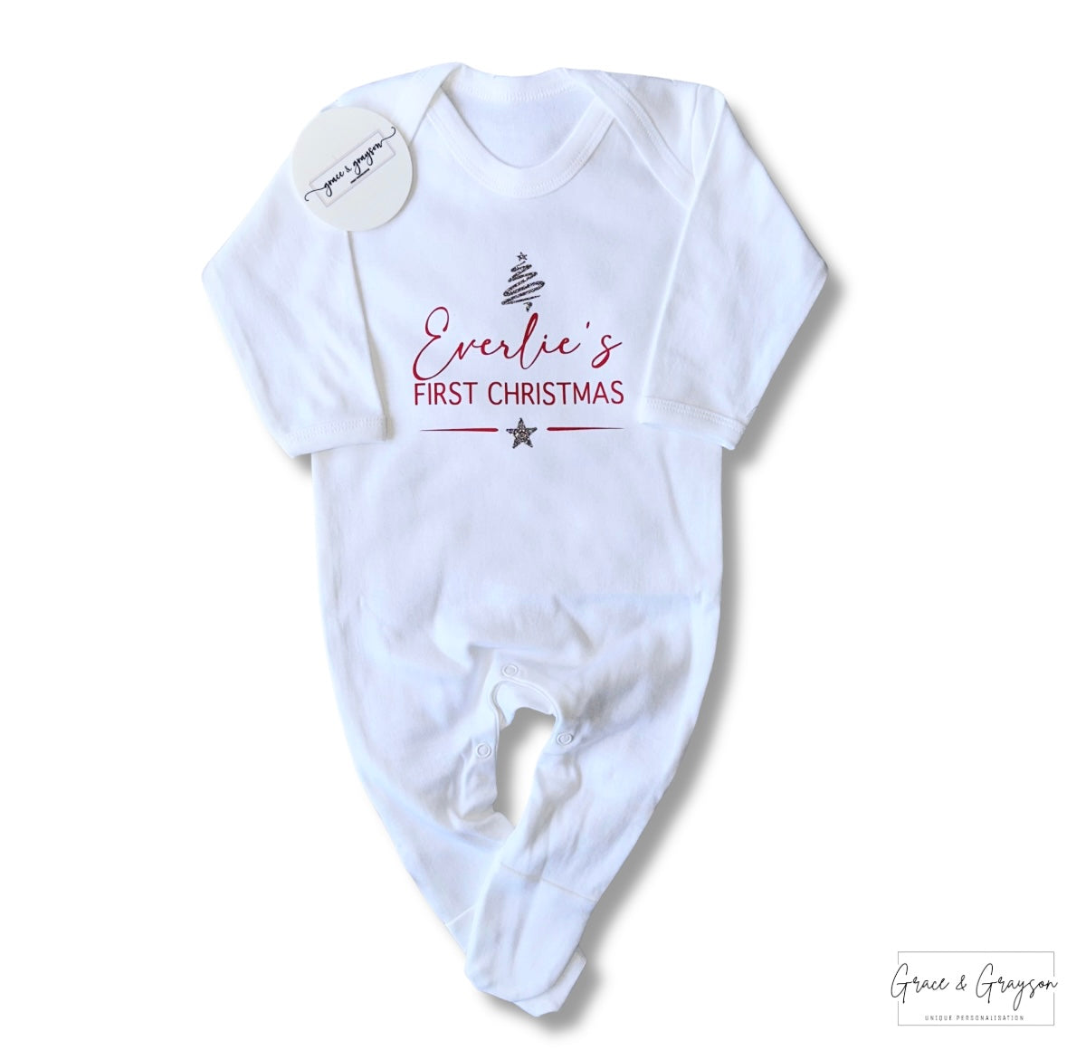 Personalised First Christmas Baby Grow