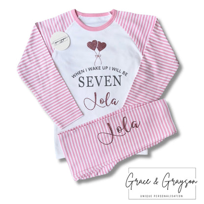 Personalised When I Wake Up Girls Birthday Pyjamas
